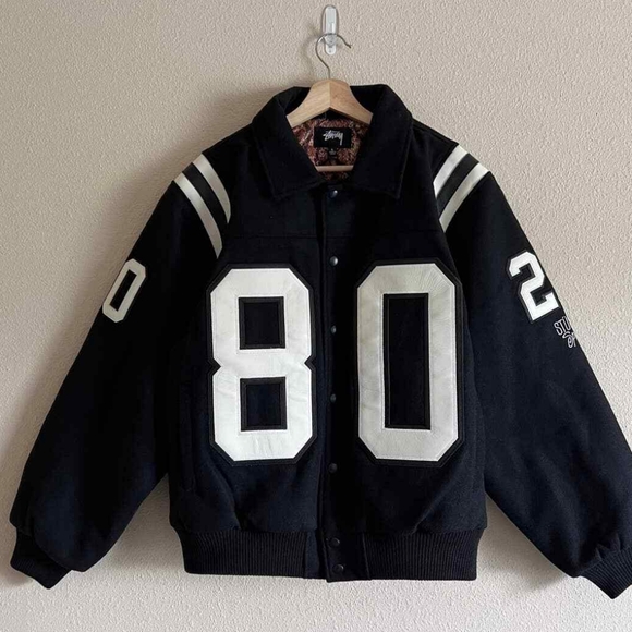 Stussy Other - Stussy 80 Wool Varsity Jacket - Size Large - Black - Brand New